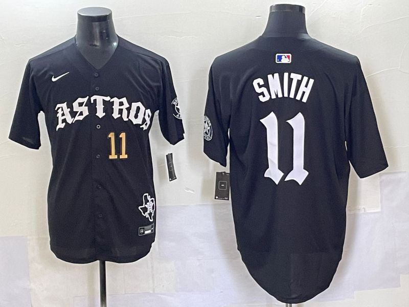Men 2025 Houston Astros #11 Smith Black Seven generations Joint Name Nike MLB Jersey style 7046